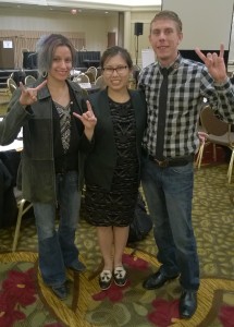 Sister Cowan and Brother Levin with fellow Longhorn, Emily Tao, Director of Communications at IATSE.